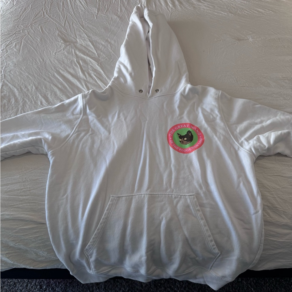 White Kids Hoodie with Cat Patch